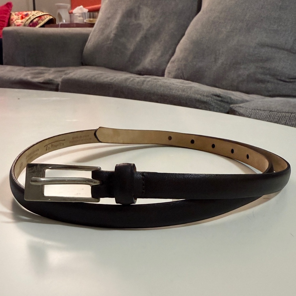 Brown-Black Leather Skinny Belt